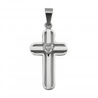 Stainless Steel Cross Pendants, 316L Stainless Steel, Vacuum Ion Plating, Unisex & different styles for choice & micro pave cubic zirconia, more colors for choice, 19x30mm, Sold By PC