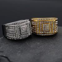 Rhinestone Stainless Steel Finger Ring 316L Stainless Steel Vacuum Ion Plating & for man & with rhinestone 16mm Sold By PC