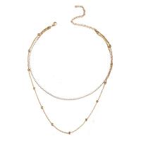 Multi Layer Necklace, 304 Stainless Steel, with 3.94inch extender chain, Double Layer & for woman & with rhinestone, more colors for choice, Sold Per Approx 17.72 Inch, Approx 13.78 Inch Strand