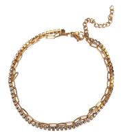 Stainless Steel Anklet 304 Stainless Steel with 1.97inch extender chain Double Layer & for woman & with rhinestone Sold By Strand