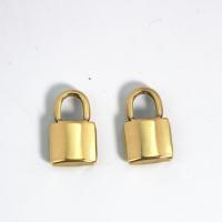 Stainless Steel Pendants, 304 Stainless Steel, Lock, polished, DIY, golden, 20x12mm, Sold By PC