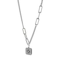Titanium Steel Necklace, with 5cm extender chain, Square, fashion jewelry & for woman, original color, Length:50 cm, Sold By PC