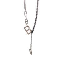 Titanstahl Halskette, mit Verlängerungskettchen von 5cm, Buchstabe B, Modeschmuck & für Frau, Länge:45 cm, verkauft von PC