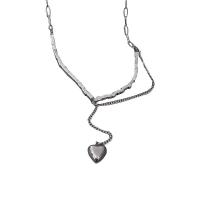 Titanstahl Halskette, mit Verlängerungskettchen von 5cm, Herz, Modeschmuck & für Frau, originale Farbe, Länge:47 cm, verkauft von PC