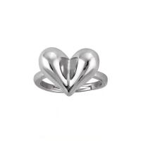 Brass Finger Ring, Heart, silver color plated, fashion jewelry & for woman, silver color, nickel, lead & cadmium free, 18mm, Sold By PC