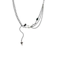Titanstahl Halskette, mit Zinklegierung, mit Verlängerungskettchen von 5.5cm, Kreuz, silberfarben plattiert, Modeschmuck & für Frau & mit Strass, Silberfarbe, Länge:43.5 cm, verkauft von PC