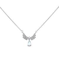 Brass Necklace, with Sea Opal, with 5cm extender chain, Angel Wing, silver color plated, fashion jewelry & for woman, silver color, nickel, lead & cadmium free, Length:41.3 cm, Sold By PC