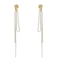 Fashion Fringe Earrings, Tibetan Style, plated, fashion jewelry & for woman, nickel, lead & cadmium free, 122x11mm, Sold By Pair