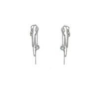 Titanium Steel  Earring, with Sea Opal, fashion jewelry & for woman, silver color, 85x17mm, Sold By Pair