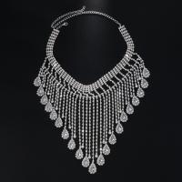 Tibetan Style Jewelry Necklace, Rhinestone, with Tibetan Style, Teardrop, plated, fashion jewelry & for woman, more colors for choice, Length:Approx 13.4-20 Inch, Sold By PC