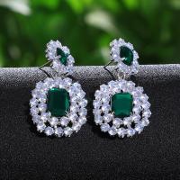 Cubic Zircon (CZ) Drop Earring Zinc Alloy Geometrical Pattern plated fashion jewelry & micro pave cubic zirconia & for woman Sold By Pair