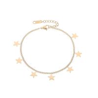 Bracelet d'acier titane, étoile, Plaqué d'or 14K, bijoux de mode & pour femme, Longueur Environ 6.3 pouce, Vendu par PC