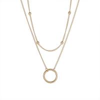 Mode-Multi-Layer-Halskette, Titanstahl, Kreisring, 14 K vergoldet, Doppelschicht & für Frau & hohl, Länge:ca. 16-20 ZollInch, verkauft von PC