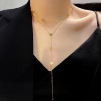 Multi слой ожерелье, титан, с 1.77 inch наполнитель цепи, плакирован золотом, Женский, 37cm,41cm, 5ПК/Лот, продается Лот