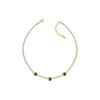 Titanstahl Halskette, goldfarben plattiert, für Frau & mit Strass, Länge ca. 16.14 ZollInch, 5PCs/Menge, verkauft von Menge