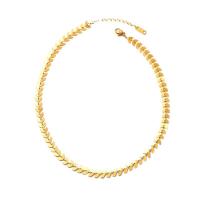Collar de Acero Titanio, Partículas de acero, con 1.96 inch extender cadena, chapado en color dorado, para mujer, longitud:aproximado 13.38 Inch, 5PCs/Grupo, Vendido por Grupo
