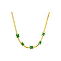 Titanstahl Halskette, goldfarben plattiert, für Frau & mit Strass, Länge:ca. 15.75 ZollInch, 5PCs/Menge, verkauft von Menge
