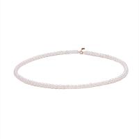 Natural Freshwater Pearl Necklace, with Thailand Sterling Silver, with 1.18 inch extender chain, gold color plated, for woman & with rhinestone, 4.5-5mm, Length:Approx 15.75 Inch, Sold By PC