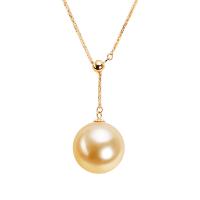 18K Gold Halskæde, med Golden South Sea Pearl, 18K forgyldt, for kvinde, 12mm, Længde Ca. 17.32 inch, Solgt af PC