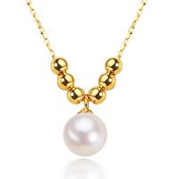 Natural Freshwater Pearl Necklace, Thailand Sterling Silver, with Freshwater Pearl, with 1.96 inch extender chain, 18K gold plated, for woman, 7mm, Length:Approx 15.75 Inch, Sold By PC