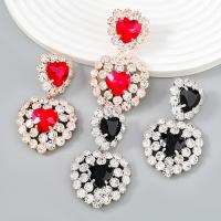 Rhinestone Earring, Tibetan Style, plated, fashion jewelry & for woman & with glass rhinestone & with rhinestone, more colors for choice, 66x39mm, Sold By Pair