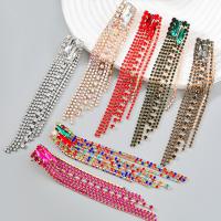 Módní náušnice Fringe, Zinek, módní šperky & pro ženy & s drahokamu, více barev na výběr, 119x18mm, Prodáno By Pair