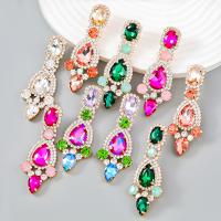 Rhinestone Earring, Tibetan Style, gold color plated, fashion jewelry & for woman & with glass rhinestone & with rhinestone, more colors for choice, 69x28mm, Sold By Pair