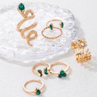Zinc Alloy Ring Set gold color plated 7 pieces & fashion jewelry & for woman & enamel & with rhinestone two different colored Sold By Set