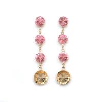 Rhinestone Earring Zinc Alloy gold color plated fashion jewelry & for woman & with rhinestone two different colored Sold By Pair