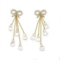 Crystal Earrings Zinc Alloy with Crystal gold color plated fashion jewelry & for woman & with rhinestone Sold By Pair
