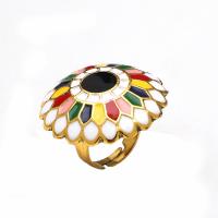 Cink Alloy Finger Ring, zlatna boja pozlaćen, modni nakit & za žene & emajl, multi-boji, 18mm, Prodano By PC