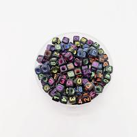 Broj akril perla, Trg, možete DIY, 6x6mm, Rupa:Približno 3.2mm, Približno 3000računala/Torba, Prodano By Torba