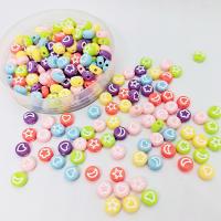 Malede akryl perler, Flad Rund, du kan DIY, blandede farver, 4x7mm, Ca. 3600pc'er/Bag, Solgt af Bag