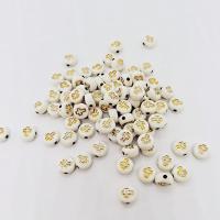 Belagte akryl perler, Flad Rund, forgyldt, du kan DIY, blandede farver, 4x7mm, Ca. 3600pc'er/Bag, Solgt af Bag