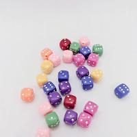 Malede akryl perler, Square, du kan DIY, blandede farver, 8x8mm, Hole:Ca. 1.4mm, Ca. 1050pc'er/Bag, Solgt af Bag