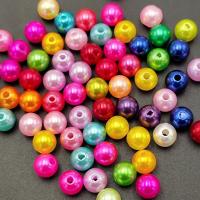 ABS Plastic Beads Round stoving varnish random style & DIY & imitation pearl mixed colors 4-14mm Sold By PC