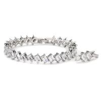 Cubic Zirconia Bracelet Brass with Cubic Zirconia Square platinum plated for woman clear nickel lead & cadmium free 9mm Length Approx 18 cm Sold By PC