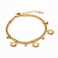 Stainless Steel Jewelry Bracelet 304 Stainless Steel with Shell with 5.5cm extender chain Sun Vacuum Ion Plating for woman golden 11mm Length Approx 16 cm Sold By PC