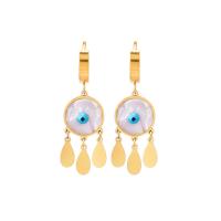 Evil Eye Earrings earring & necklace 304 Stainless Steel with White Shell Vacuum Ion Plating & for woman & enamel Sold By PC