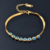 Evil Eye Jewelry Bracelet 316L Stainless Steel Vacuum Ion Plating for woman & enamel Length Approx 19 cm Sold By PC