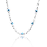 Evil Eye Jewelry Necklace 316L Stainless Steel with 5cm extender chain Round Vacuum Ion Plating for woman Length Approx 40 cm Sold By PC
