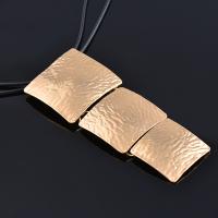 Brass Necklace, with leather cord, with 5cm extender chain, Square, real gold plated, for woman, more colors for choice, nickel, lead & cadmium free, Length:Approx 43 cm, Sold By PC