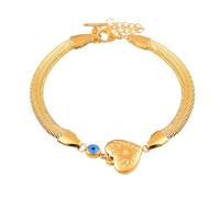 Bijoux bracelet en acier inoxydable, acier inoxydable 316L, avec 5cm chaînes de rallonge, coeur, pour femme & émail, doré, 14mm, Longueur:Environ 18 cm, Vendu par PC