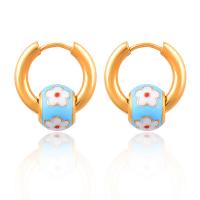 Evil Eye Earrings 316L Stainless Steel Donut Vacuum Ion Plating for woman & enamel Sold By Pair
