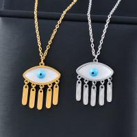 Evil Eye Jewelry Necklace 316L Stainless Steel with White Shell with 5cm extender chain Vacuum Ion Plating for woman & enamel Length Approx 40 cm Sold By PC