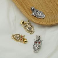 Stainless Steel Animal Pendants 316L Stainless Steel Owl Vacuum Ion Plating fashion jewelry & Unisex & micro pave cubic zirconia Sold By PC