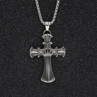 Titanstahl Halskette, Kreuz, Modeschmuck & verschiedene Stile für Wahl & für den Menschen, 48.50x36.10mm, Länge:ca. 23.62 ZollInch, verkauft von PC