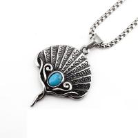 Titanium Steel Necklace with turquoise fashion jewelry & for man Length Approx 23.62 Inch Sold By PC
