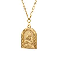 Collier d'acier titane, avec 1.97inch chaînes de rallonge, Placage de couleur d'or, bijoux de mode & pour femme, doré, 21x15mm, Longueur:Environ 15.75 pouce, Vendu par PC