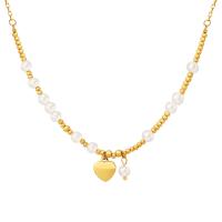 Titanstahl Halskette, mit Kunststoff Perlen, mit Verlängerungskettchen von 1.97inch, Herz, plattiert, Modeschmuck & für Frau, keine, 11x4mm, Länge ca. 15.75 ZollInch, verkauft von PC